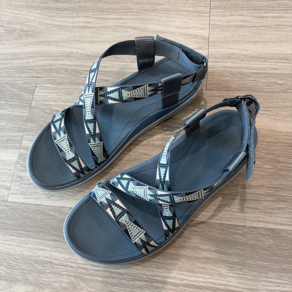 Tena Terra Float Livia Sandals Blue Geometric Mosaic Pattern Size Women’s US 8